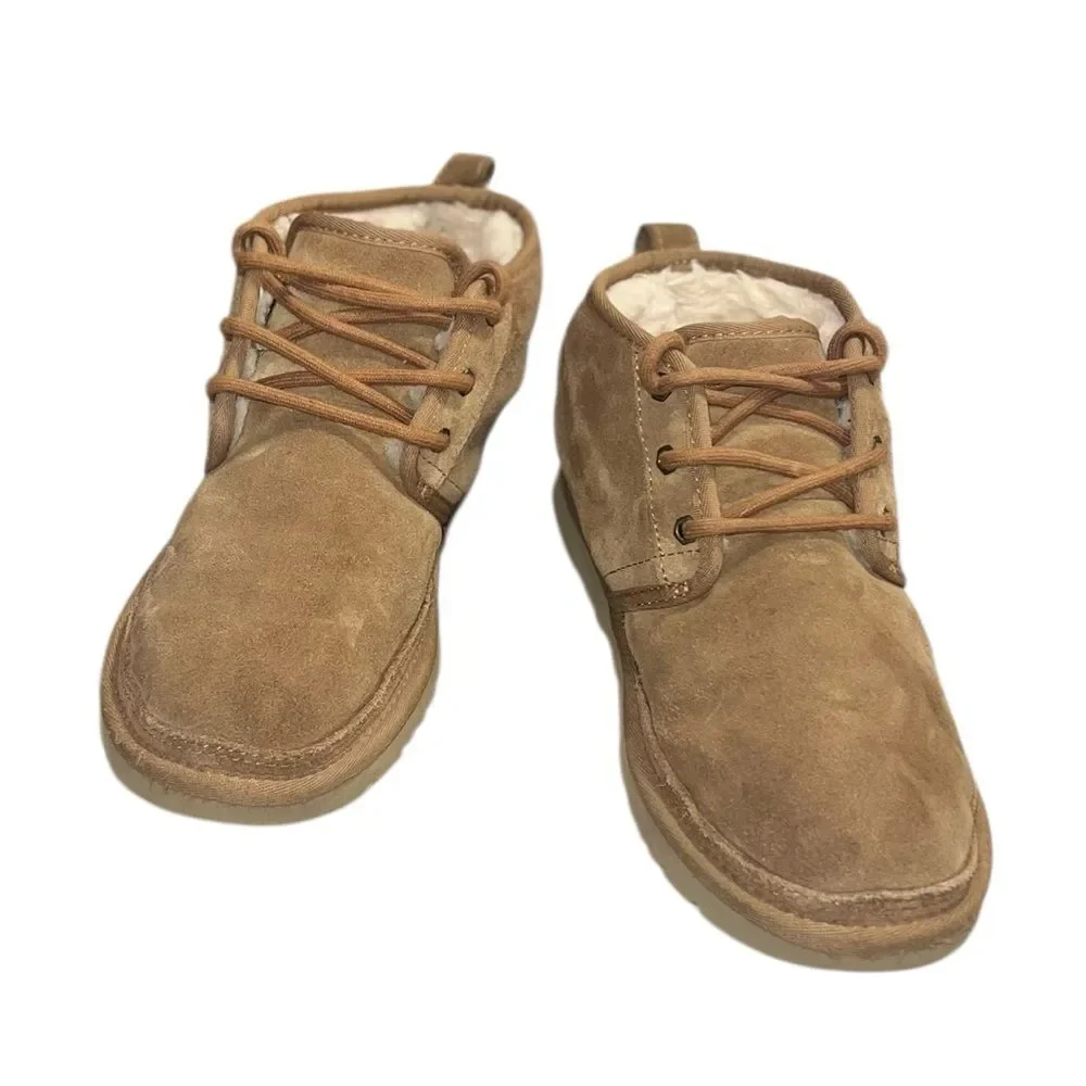 UGG Neumel Suede Boots Chestnut Lace Up Chukka Shearling Lined ~ Womens 8-9
